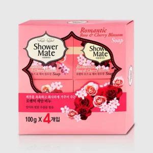샤워메이트비누 100gX4 러블리 로즈/스킨케어/목욕/세수/미용/클렌징/순한/화장비누/손/세면/세안/뷰티바