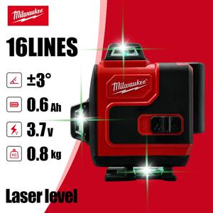 레이져레벨기 밀워키 레이저 레벨 녹색 빔 16 라인 4D 셀프 레벨링 360 수평 및 수직 초강력