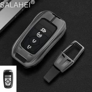 차키케이스 아연 합금 실리콘 자동차 키 케이스 커버 셸 체인 포드 에지 퓨전 머스탱 익스플로러 F150 F250