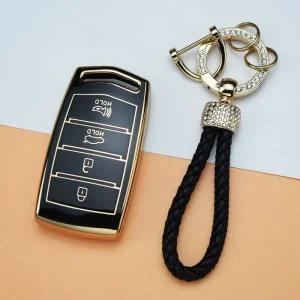 차키케이스 4 버튼 TPU 자동차 키 케이스 커버 셸 고리 홀더 자동 체인 프로텍터 액세서리 현대 제네시스 2