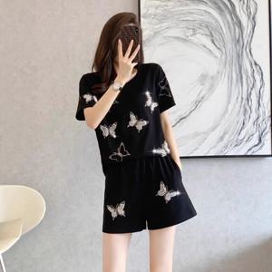 제로투올샵 / 여름용 패셔너블 투피스 파자마 여름파자마 검정색