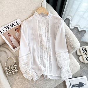 프릴 헨리넥 블라우스 셔링블라우스 아사면블라우스 긴팔