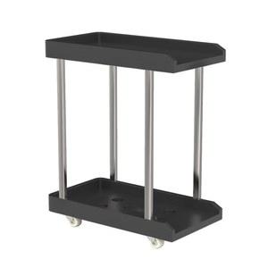 2단 거실 PC 브레이크 이동식본체받침대 55CM 수납 데스크탑 본체선반 블랙 컴퓨터받침대 싱글 스탠딩 사륜