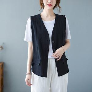 브이넥린넨조끼 /여름조끼/여성조끼/VE-201