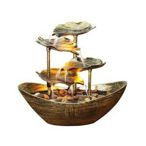 인테리어분수 연꽃탁상분수 무드등인테리어 조명 선물 철제금색형 물흐름 탁상장식 연꽃잎