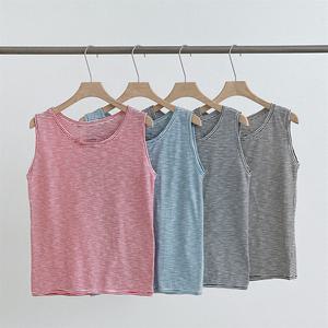 여성 여름 단가라 라운드 나시 블루 면티