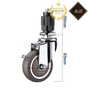 헤비 듀티 스퀘어 스템 캐스터 휠 무소음 고무 25mm 튜브 가구용 GF1275 4 인치