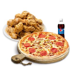 [피나치공] 뿌리공순살피치세트L(콤비네이션피자L+뿌리공치킨(순살)+치즈크러스트+콜라1.25L)