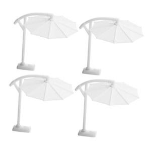 밀리스텐 4Pcs 미니어처 비치 우산 사실적인 햇빛 보호 인형집 액세서리 정원 파티오 장식용 컴팩트 디자인 야외 장면 시뮬레이션용
