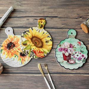 포슬린페인팅 행운의 해바라기 플라워 프린팅 도자기 냄비받침모음