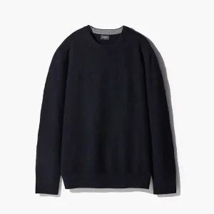 [하프클럽/에스티코]찰떡_가로조직 라운드 니트 네이비 (베이직핏) SKTVC02NSN