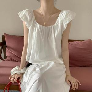 여자 곱창끈 포함 유넥 셔링 캡소매 블라우스