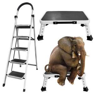 1단 접이식 고하중 사다리 넓은 페달 미끄럼 방지 스텝 스툴 가정용 차고 보관용 경량