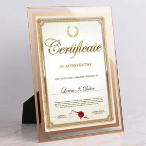 A4 크리스탈 유리 투명 액자 고급 케이스 가로 세로 골드 실버 탁상용 벽걸이 상장 수료증