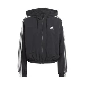 (W) 아디다스 에센셜 3S 우븐 윈드브레이커 자켓 블랙 화이트