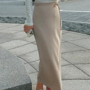 레블린 스트랩 맥시 롱 스커트 봄 가을 데일리룩 출근룩