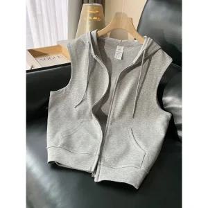 민소매 후드집업 남성 캐주얼 조끼 여름 루즈핏 나시 트레이닝 바람박이