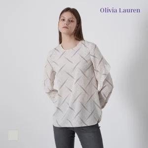 [올리비아로렌] 라운드 프린트 블라우스_VOCNLYF8311