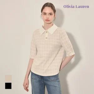 [올리비아로렌] 트위드반팔 카라 티셔츠_VOCAL4F7341