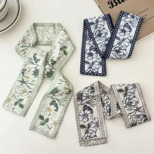 여성 고전 사각 스카프 머플러 타이 방도