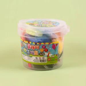 꾸밈 클레이 버킷 세트 16색/폴리머/촉감/놀이/대용량/미니/장구/만들기/미니어처/음식/하비클레이/키즈