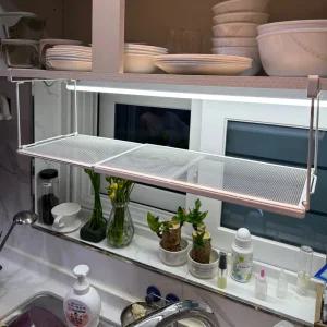 길이조절 싱크대 거치 선반 그릇 접시 정리대 무타공 싱크선반
