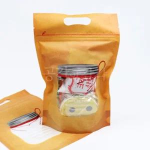 투명창 크라프트 지퍼백(15x23cm) 1매 손잡이 봉투 유리병 그림 핸드메이드 선물 포장