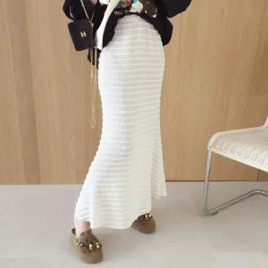 홀리스 하이웨스트 머메이드 A라인 주름 플리츠 롱 밴딩 스커트 (2color)