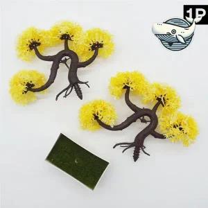 인테리어 미니 분재 나무 조화 노란색 꽃