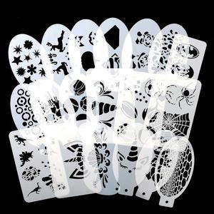 8pcs 바디 아트 페인팅을위한 재사용 가능한 페이스 페인트 스텐실 할로윈 파티 메이크업 일회용 문신