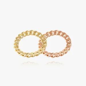 14K 18K 할로우 면 체인 금 반지