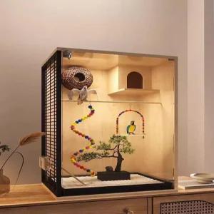 대형 새장 투명 아크릴 이동식 대형새장 둥지 케이지 세트