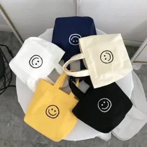 스마일 캔버스 미니 토트백 에코백 학생·여성 데일리 가방