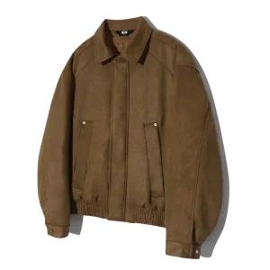 매장정품 트릴리온 TRILLION 스웨이드 리벳 블루종 집업 자켓 (BROWN)