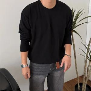 넣입밴드 긴팔 니트 라운드 밴딩 봄 가을 빅사이즈 부드러운 스판 넣입 티셔츠 남친룩 꾸안꾸