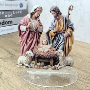 LWDUDE 성가족 동상 가톨릭 및 사그라다 파밀리아 성탄절 세트 - 홈 제단 장식, 부활절 테이블 중앙 장식 | 세례, 첫 성찬식을 위한 종교 선물 (성 요셉, 마리아 피규어 세트)