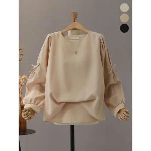 [하프클럽/]슈베라 소매 리본 블라우스_MNBS609