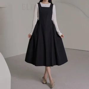 [로즈미] [55~77] 채티 플레어 멜빵 원피스