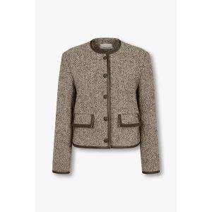 [VOV](센텀시티점) 신세틱 레더 트리밍 헤링본 트위드 재킷 (7124410100)