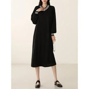 [시크루즈]브루 V넥 요꼬 배색 루즈핏 원피스 BDOP061_P405793541