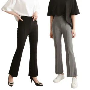 제니유 오아 여성용 스판 골지 핀탁 부츠컷 팬츠 바지