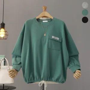 [모노시크] 디레프 라벨 포켓 밑단 스트링 맨투맨_MNTG406