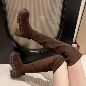 [니나스파리]7cm 스웨이드 스판 롱부츠