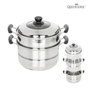 퀸센스 센싱 스텐레스 IH 인덕션가능 3단 찜냄비 32cm 찜기 찜솥
