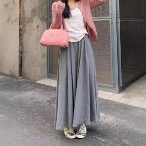여성 77 플레어 임부복 빅 치마 88 플리츠 그레이 봄 겨울 사이즈 스커트 임산부옷 롱