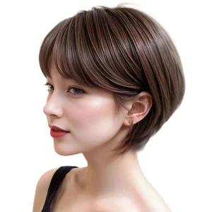 숏컷가발 짧은 머리 단발 숏컷 인모 여성 자연스러운 통가발