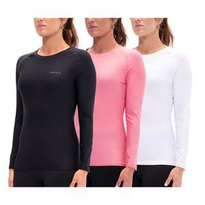 데브옵스 3팩 여성용 압박 셔츠 드라이 핏 긴팔 러닝 운동 티셔츠 상의