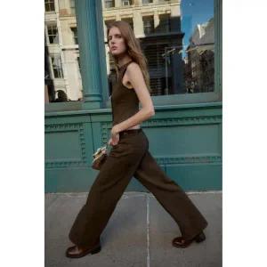 [국내] 자라 ZARA JEANS Z1975 WIDE LEG 하이웨이스트 벨트 - 브라운 6164/164/700 5360316