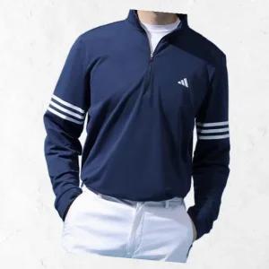 아디다스 전시상품 가을 겨울 삼선 쿼터집 긴팔 집업 골프 티셔츠 남자 골프웨어 IS7132 IU4504 브랜드 골