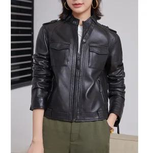 여자 가죽 자켓 재킷 봄가을 겨울 라이더 빈티지 양 코트 숏 ST1